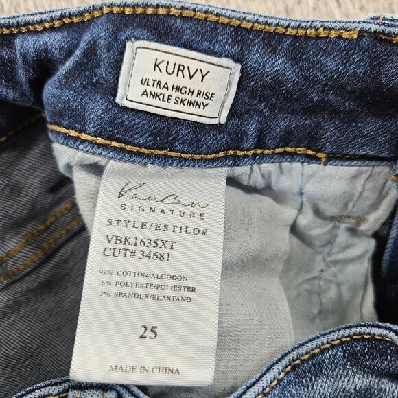 KanCan Jeans Womens 25 Blue Kurvy Ultra High Rise Ankle Skinny Distressed Denim - Picture 5 of 16